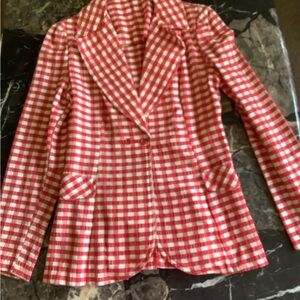 Vintage happy legs the outsider red white fitted check summer blazer